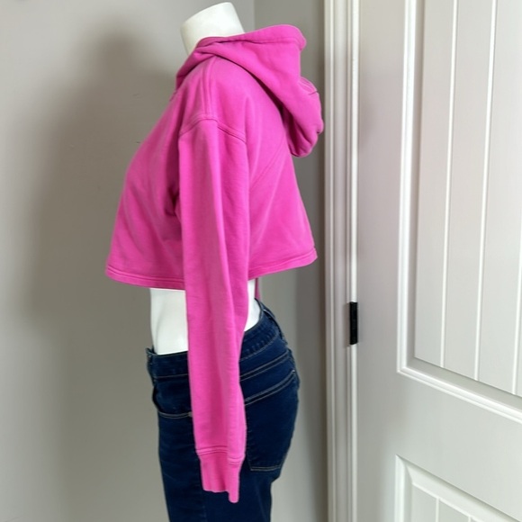Lululemon All Yours Cropped Hoodie Sonic Pink Cotton Terry Sweatshirt Sz 6 - Picture 4 of 13